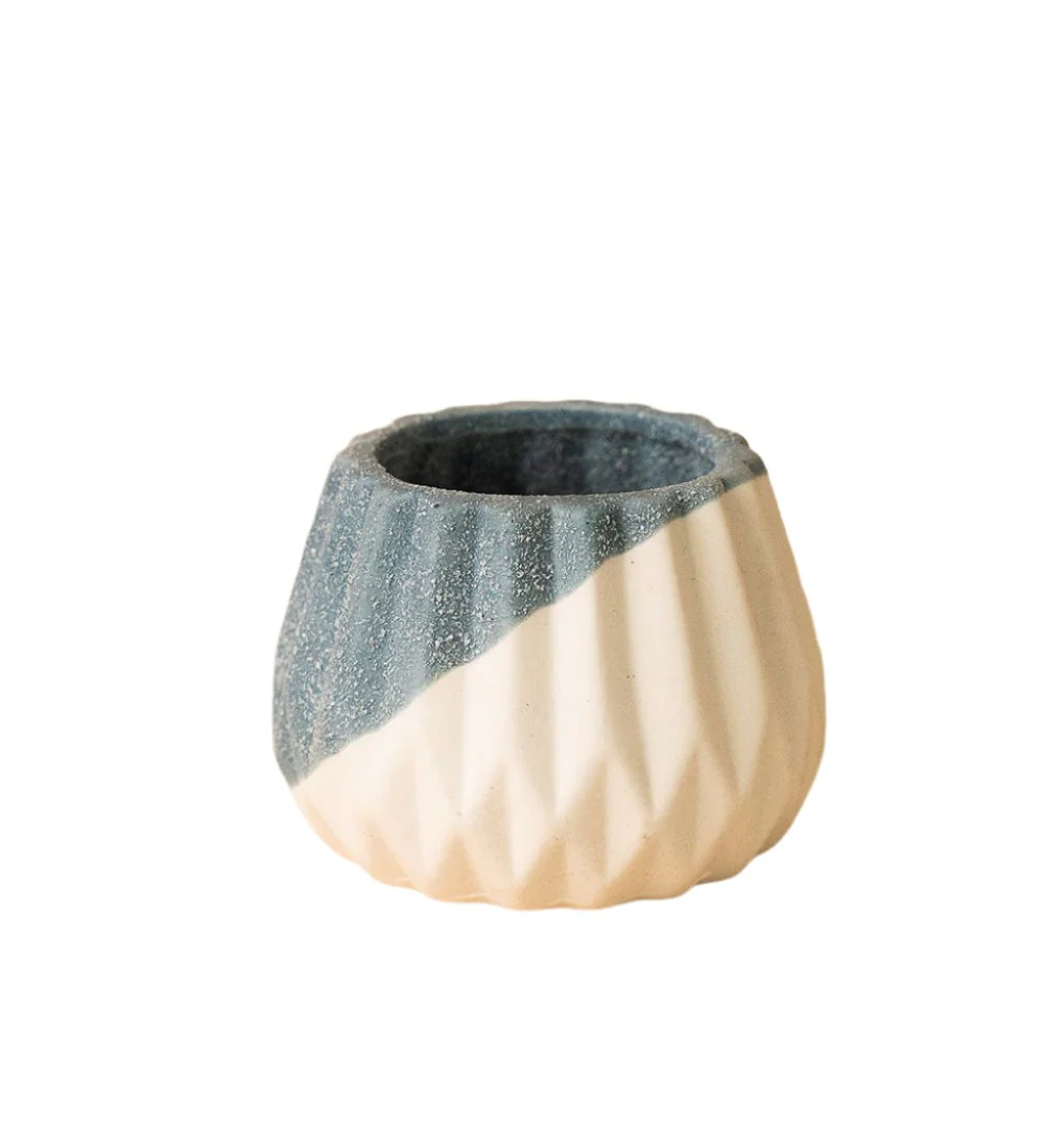 Geometric Mini Pots Blue/White - Image 10