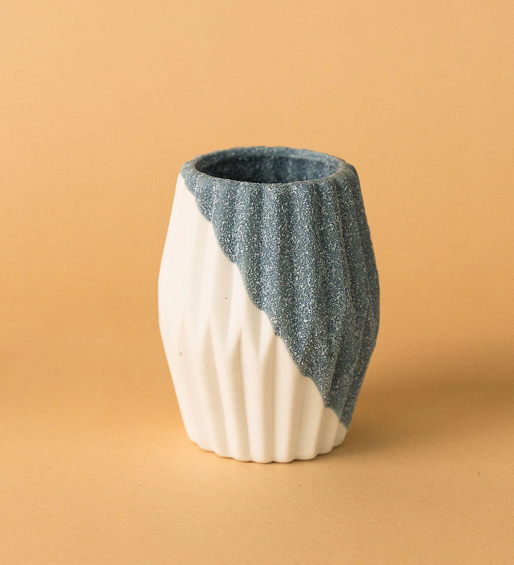 Geometric Mini Pots Blue/White - Image 4