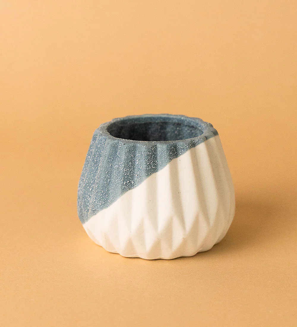 Geometric Mini Pots Blue/White - Image 6