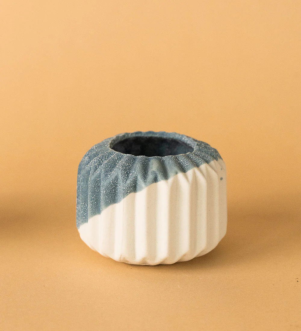 Geometric Mini Pots Blue/White - Image 7