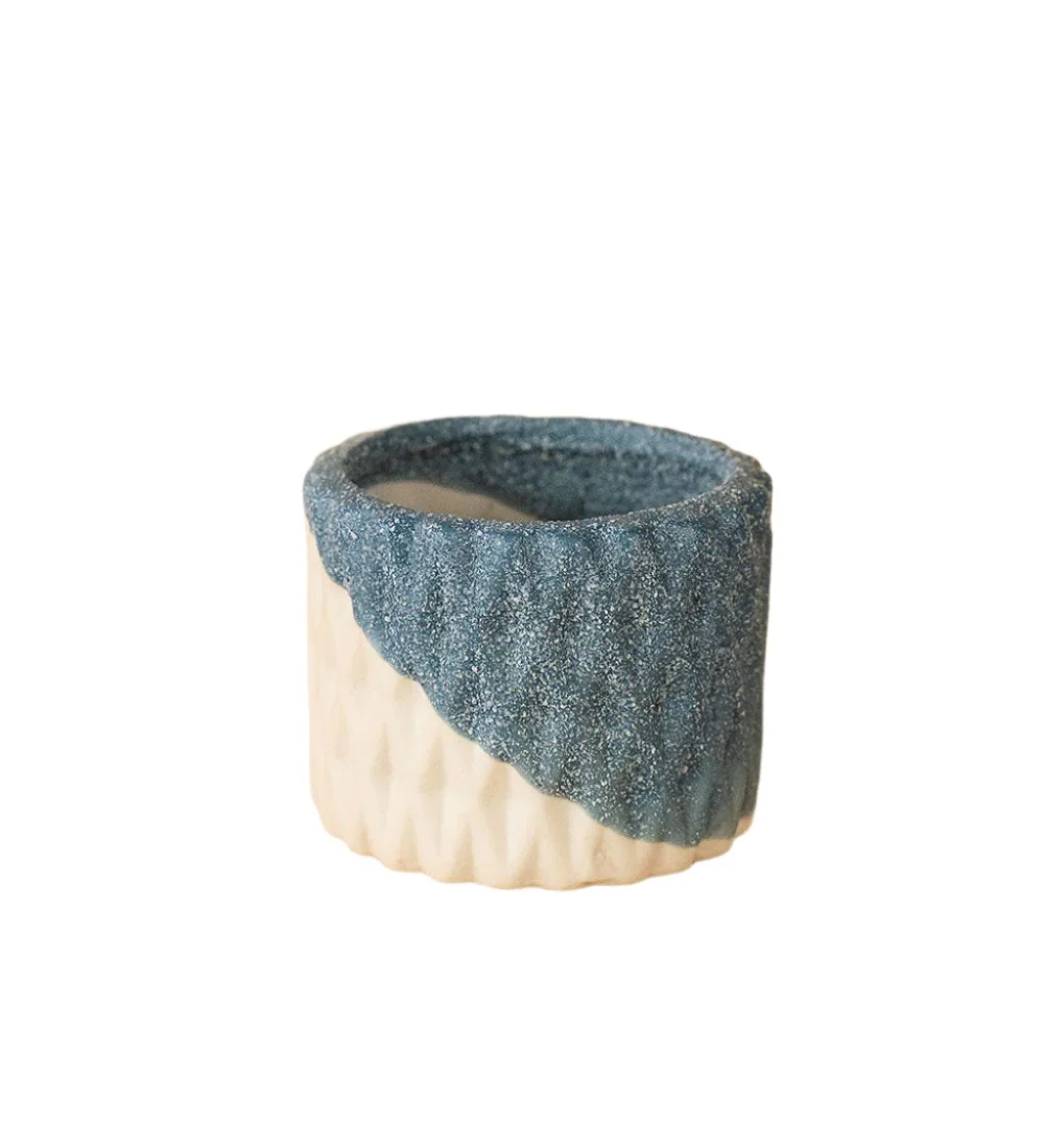 Geometric Mini Pots Blue/White - Image 9