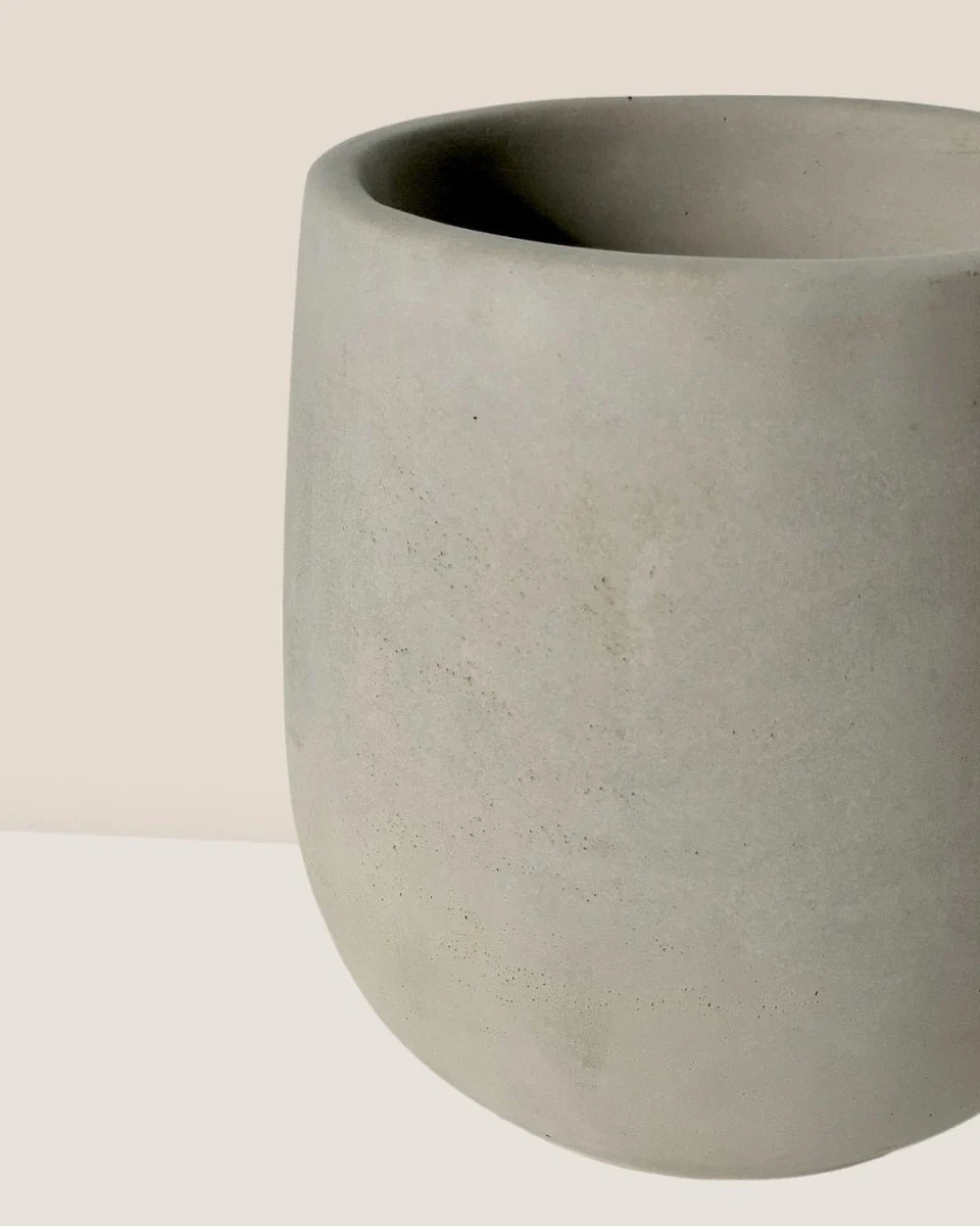 Dusty Grey Cement Planter with Tray - Medium - Image 5