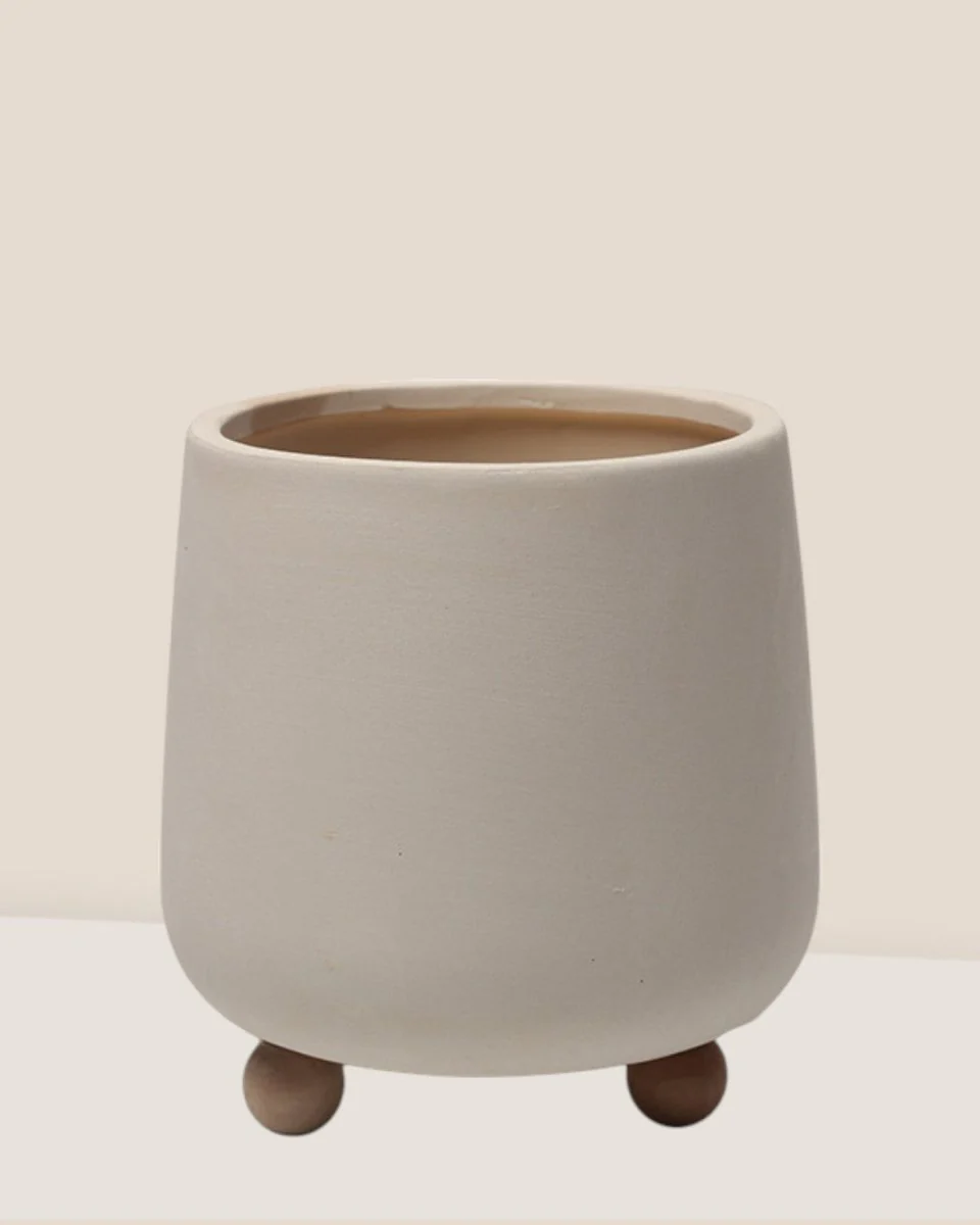 Terracotta Cream Pot with DIY Wooden Legs - Image 2