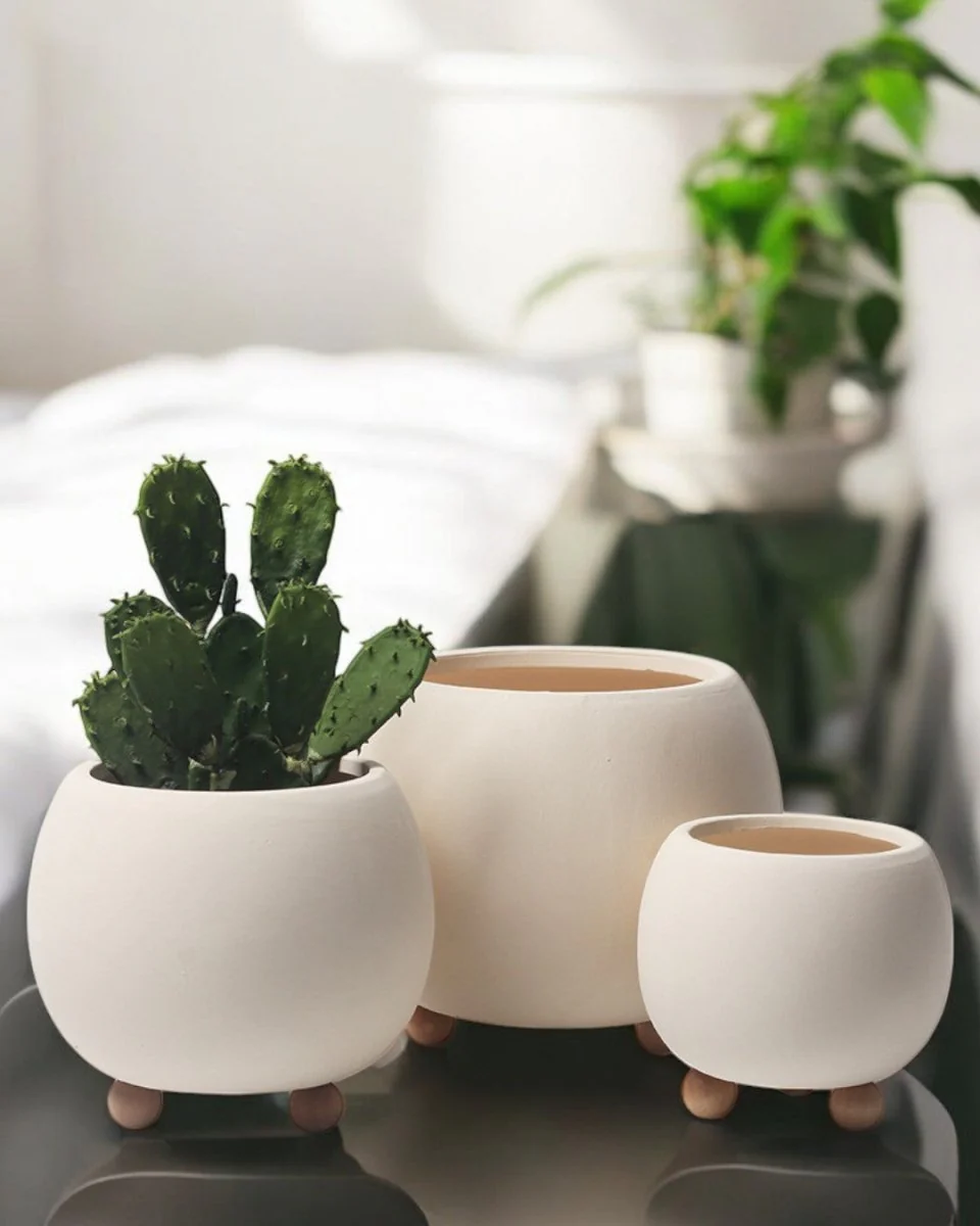 Terracotta Cream Pot with DIY Wooden Legs - Image 3