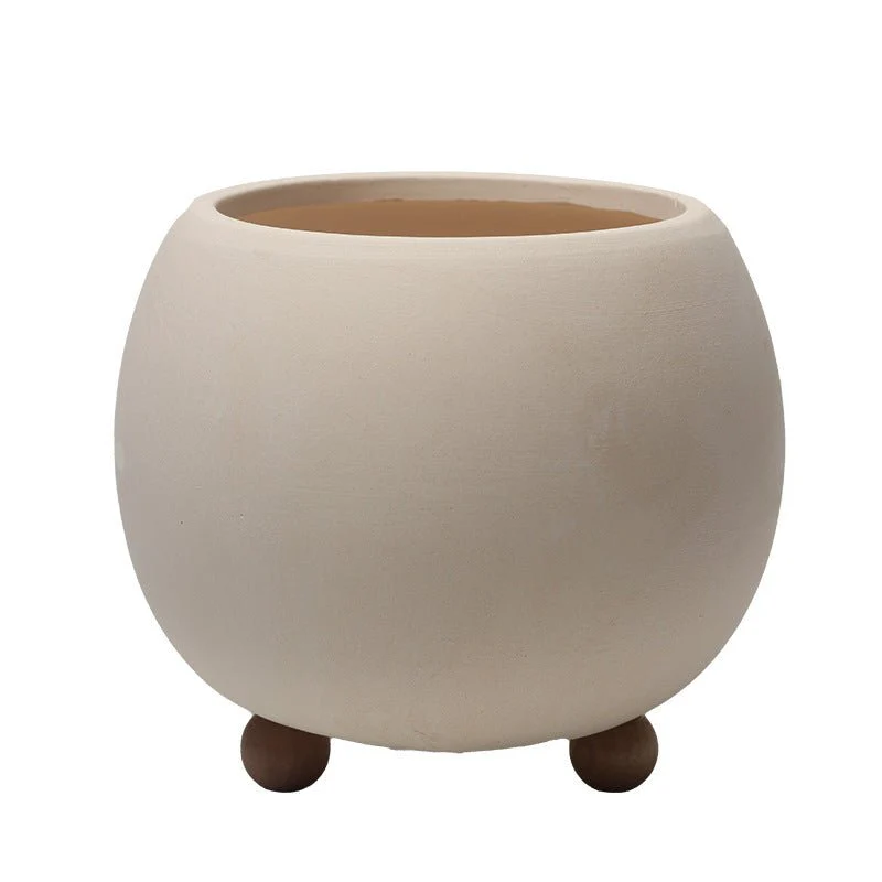 Terracotta Cream Pot with DIY Wooden Legs - Image 5