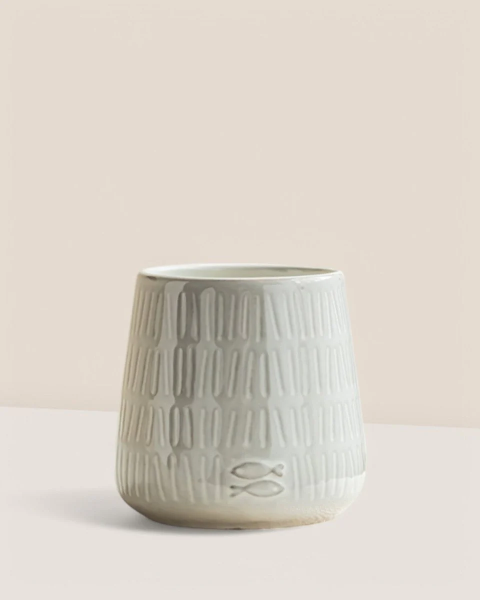 Twiggy White Glazed Pot - Image 5